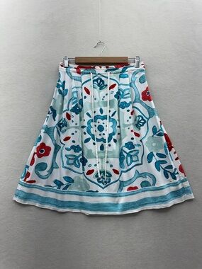 Ann Taylor Loft Women’s 2 Midi Skirt Red White Blue Floral